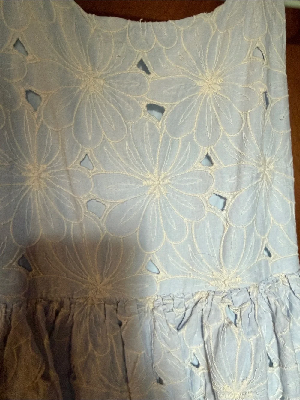 Rare Editions Light Blue Floral Eyelet Tiered Dress